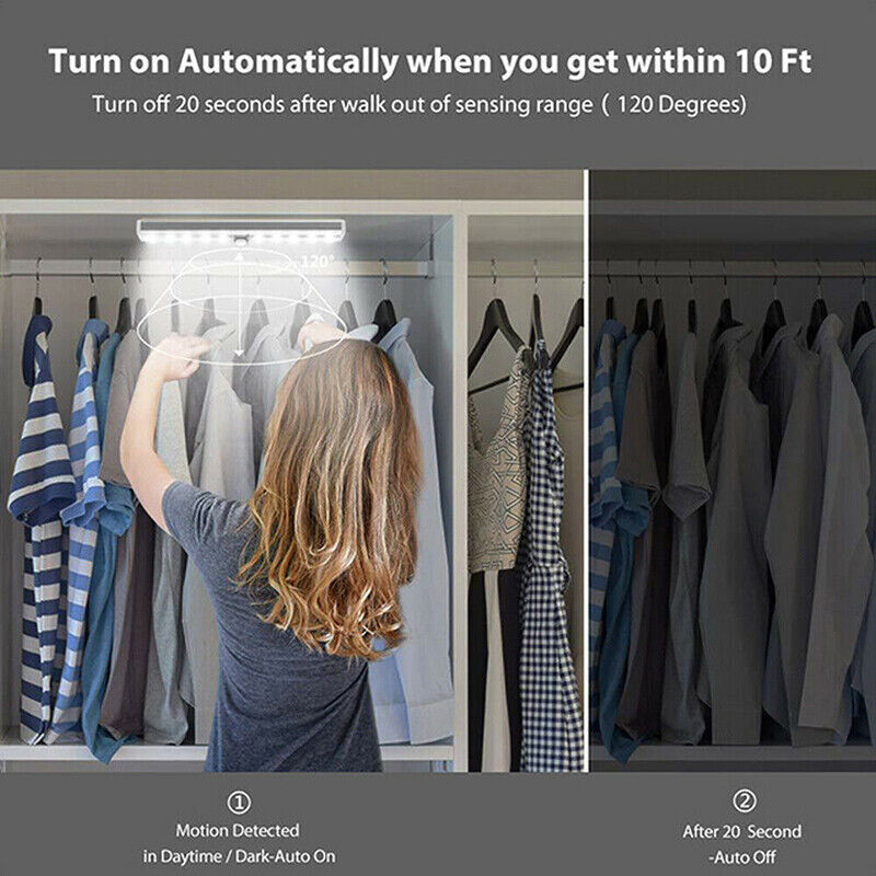 LED Motion Sensor Night Light PIR Cordless Closet Stair Lamp