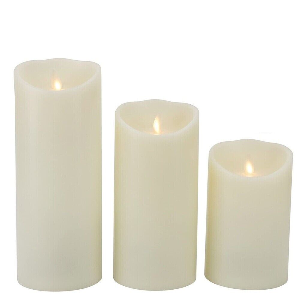 3 Pcs Flameless LED Candle with Moving Dancing Wick Warm White