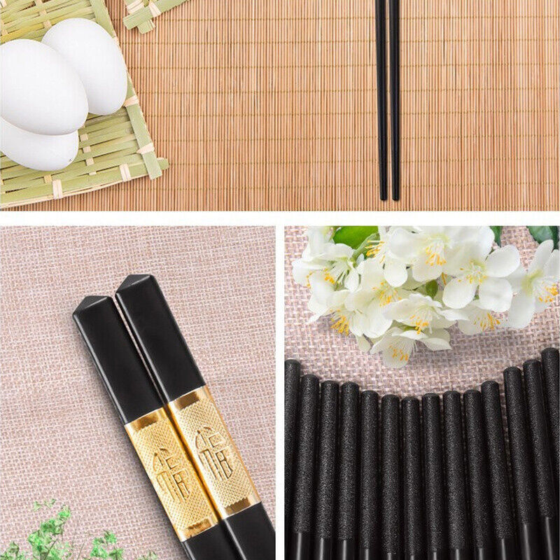 10 Pairs Reusable Alloy Chopsticks Dishwasher Safe Non-Slip