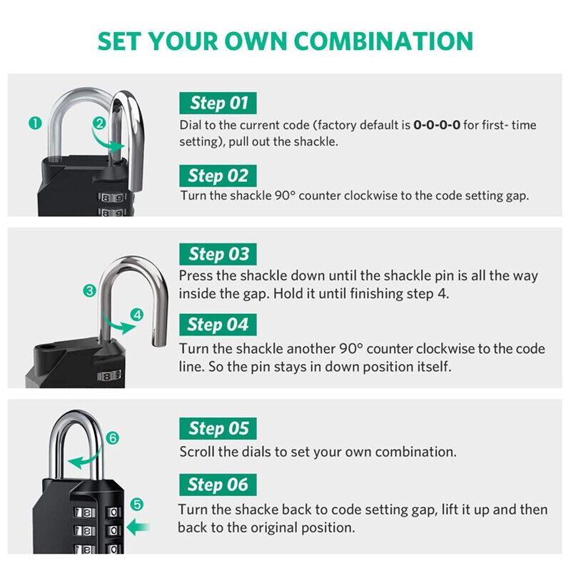 Combination-Lock 4 Digit Outdoor Waterproof Padlock,Gate,Locker,Hasp Number Lock