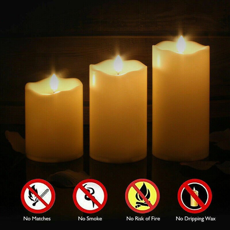 3 Pcs Flameless LED Candle with Moving Dancing Wick Warm White