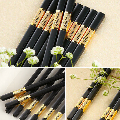 10 Pairs Reusable Alloy Chopsticks Dishwasher Safe Non-Slip