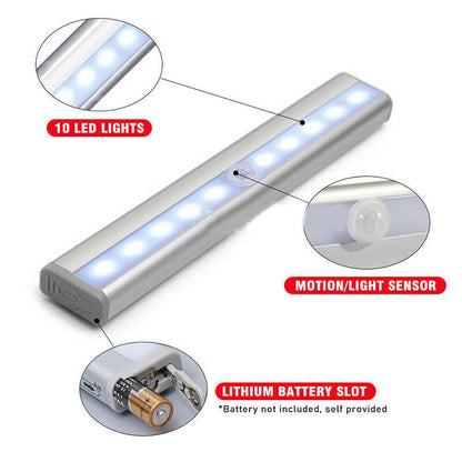 LED Motion Sensor Night Light PIR Cordless Closet Stair Lamp