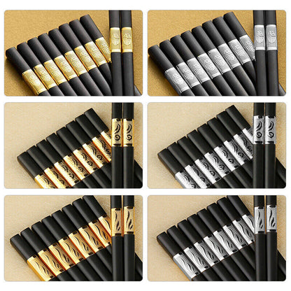 10 Pairs Reusable Alloy Chopsticks Dishwasher Safe Non-Slip