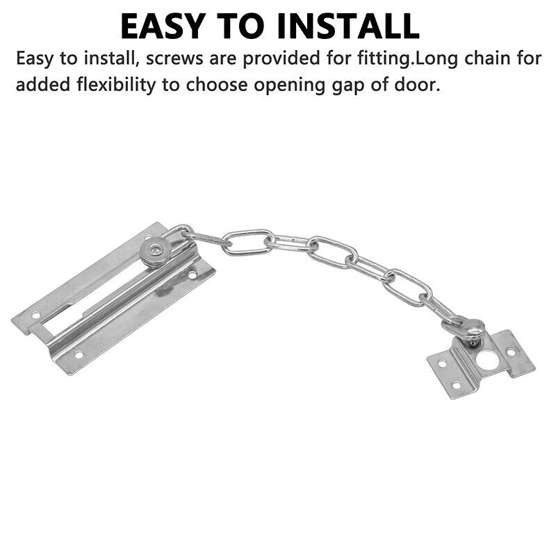 Stainless Steel Security Door Chain Lock Guard Latch Fastener
