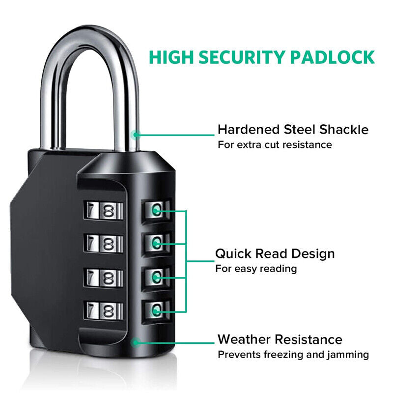 Combination-Lock 4 Digit Outdoor Waterproof Padlock,Gate,Locker,Hasp Number Lock