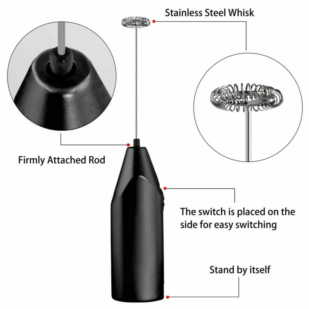 Electric Mini Milk Frother Handheld Whisk Egg Beater for Coffee Kitchen