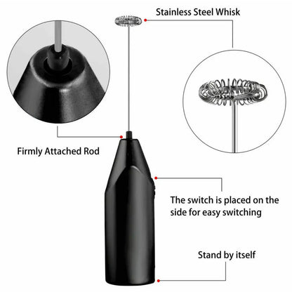Electric Mini Milk Frother Handheld Whisk Egg Beater for Coffee Kitchen