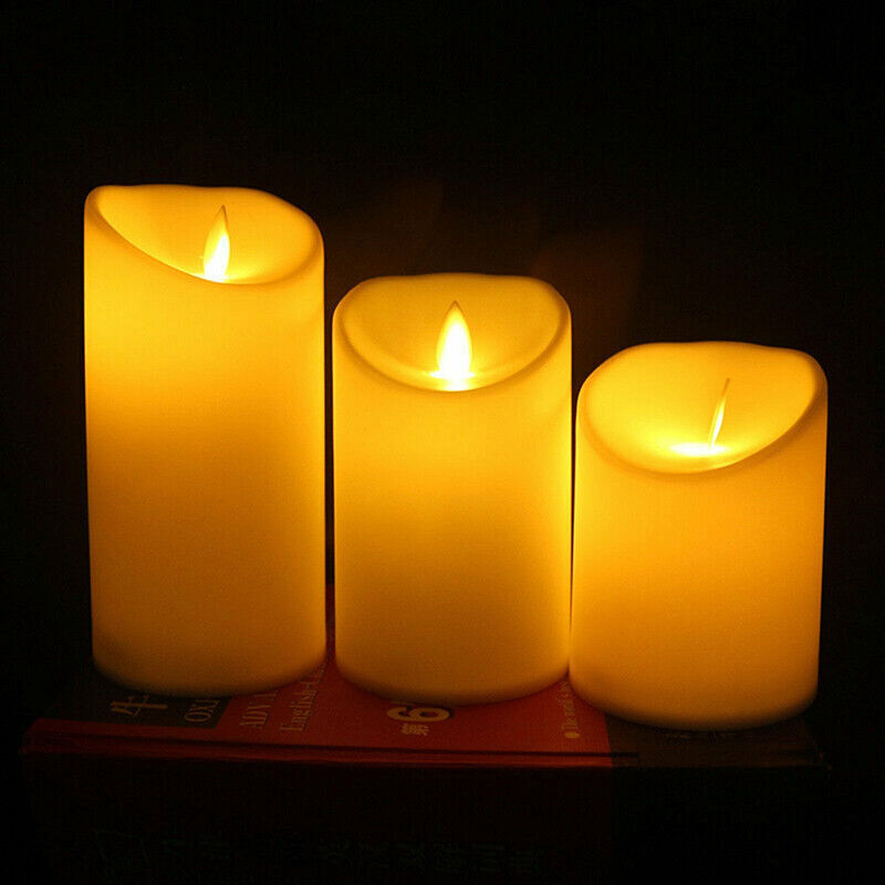 3 Pcs Flameless LED Candle with Moving Dancing Wick Warm White