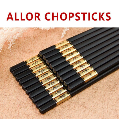 10 Pairs Reusable Alloy Chopsticks Dishwasher Safe Non-Slip