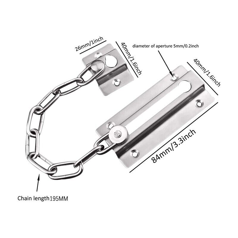 Stainless Steel Security Door Chain Lock Guard Latch Fastener