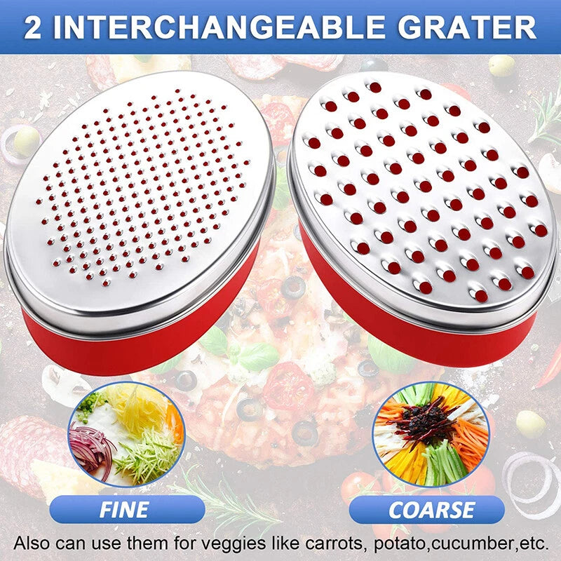 Stainless Steel Kitchen Cheese Grater with Container Storing Fruits Cheese Box