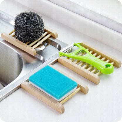 Natural Wooden Bamboo Soap Dish Tray Holder Storage Soap Rack Box Soap Dishes AU