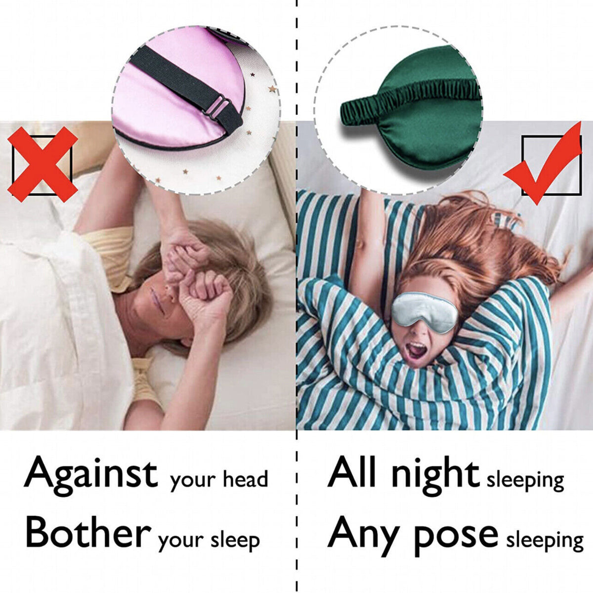 Imitation Silk Sleep Eye Mask in Multiple Options – Product View 1