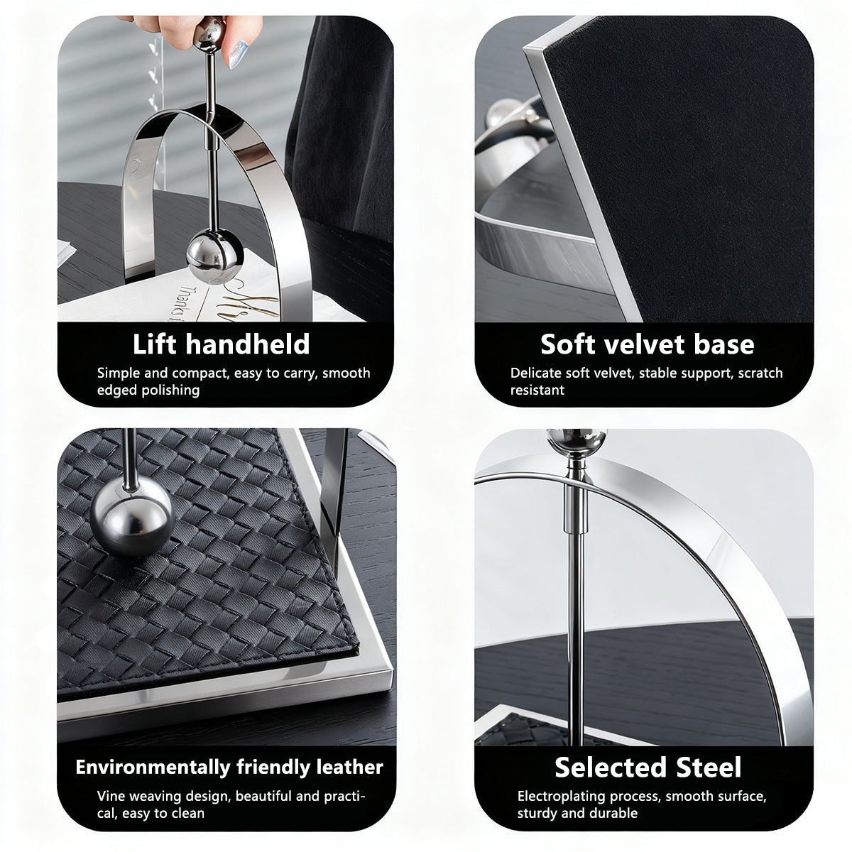 Stainless Steel Square Tabletop Tissue Holder for Kitchen Cafe Restaurant