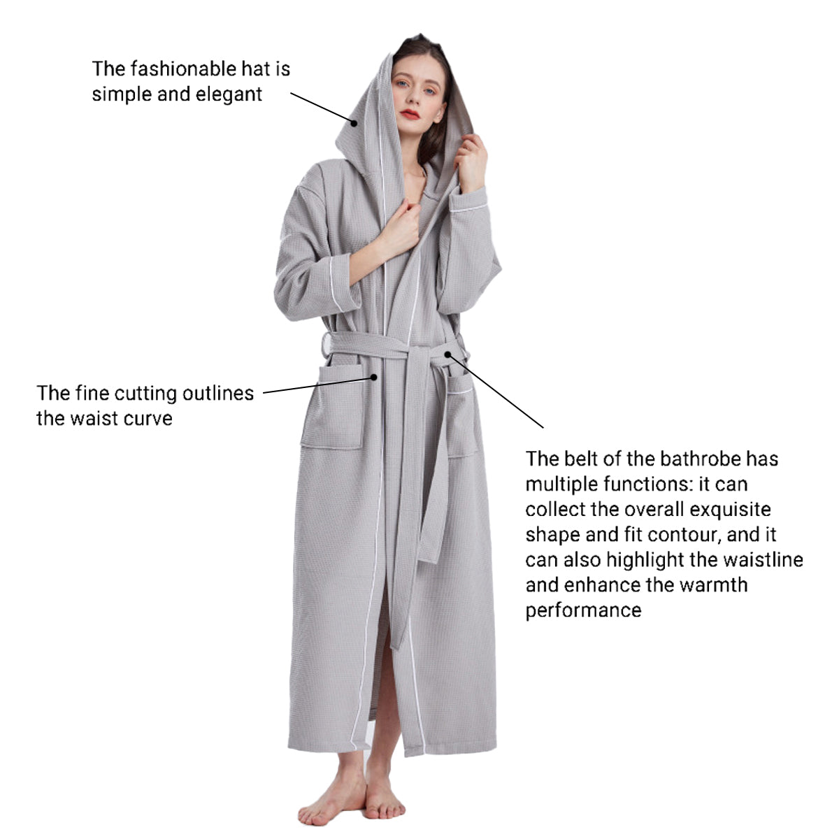 Quick Dry Absorbent Hooded Bathrobe for Home or Hotel