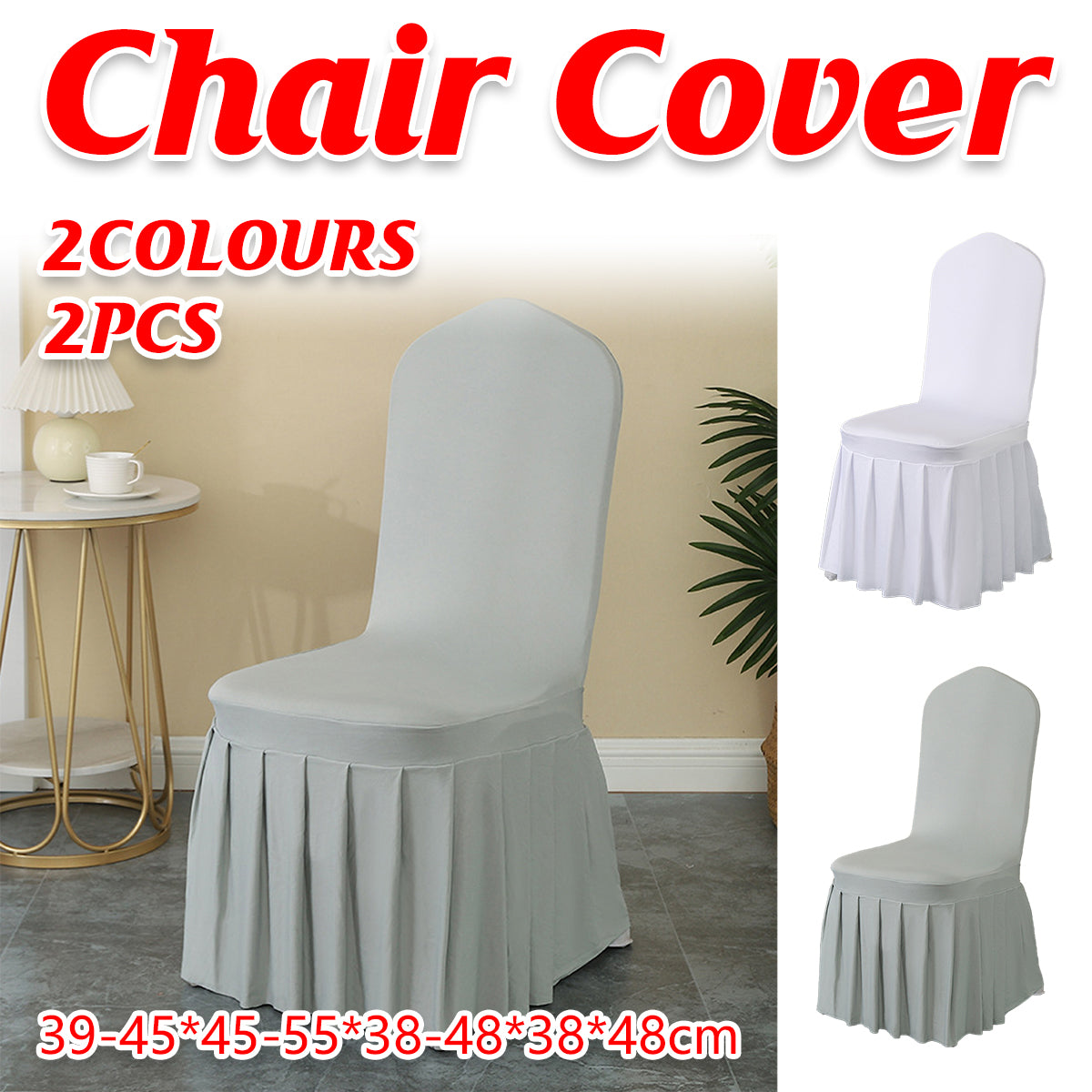 2pcs Pleated Chair Skirt Covers for Hotel Banquet Events