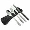 4 Pcs Travel Cutlery Set with Carrying Case — Black