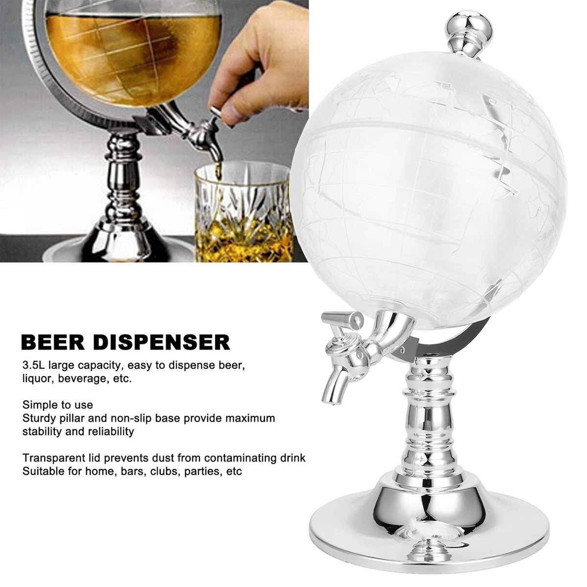 Large Capacity Plastic Beer Dispenser 3.5L Food Grade Leakproof Easy Pour