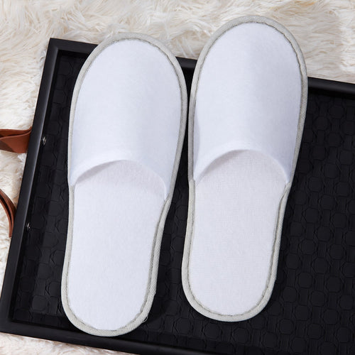 Custom Hotel Slippers – Yunji – white grey trim