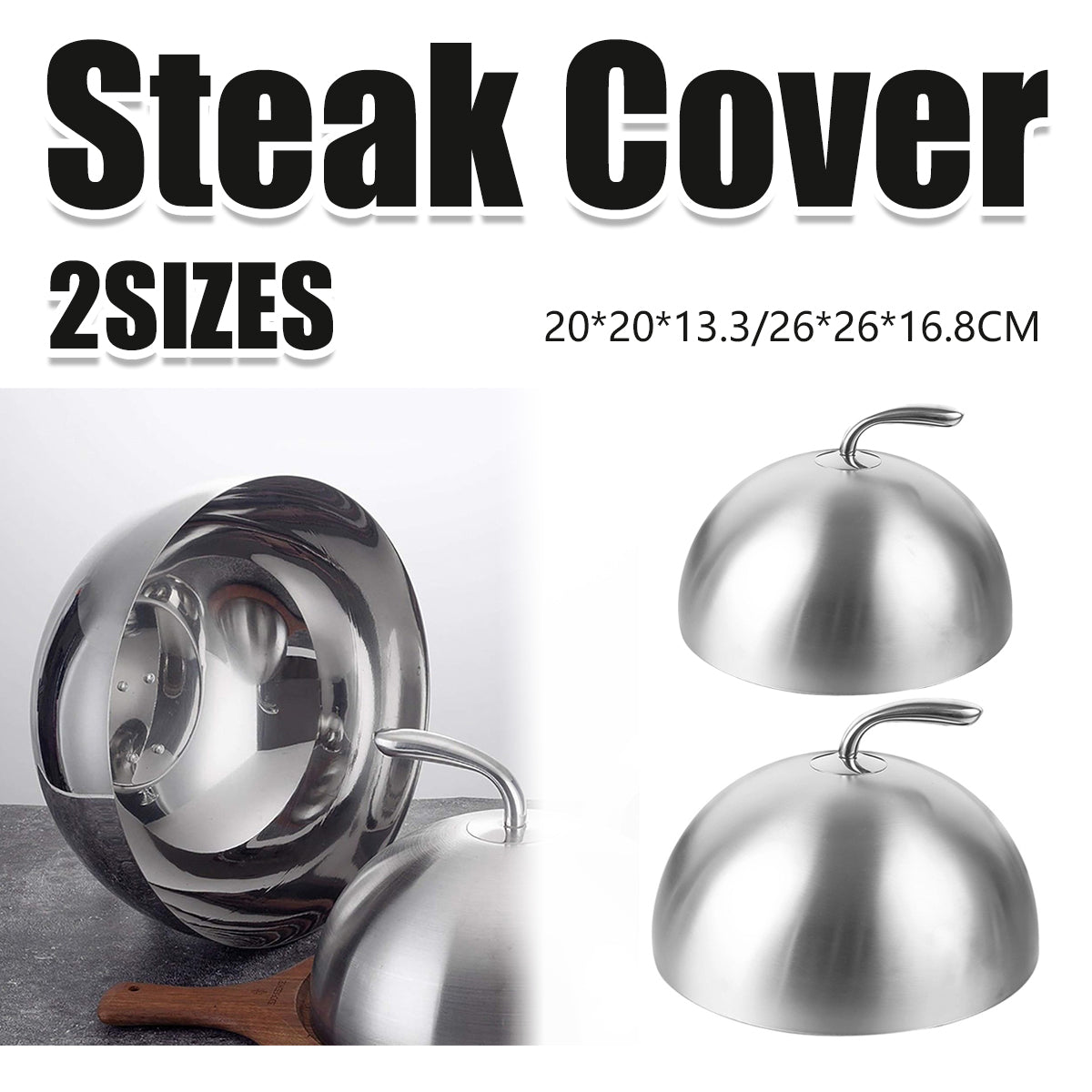 Non Magnetic Stainless Steel Steak Cover Round BBQ Lid High Pot Cover Food Cover