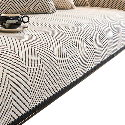Non-Slip Herringbone Sofa Cushion Cover Cotton Blend Protector