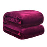 Flannel Fleece Blanket with Soft Plush Pile — Wine Red