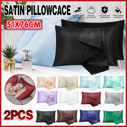 2X Satin Pillow Case Bedroom Pillowcase Cushion Covers Home Decor Luxury Slip AU