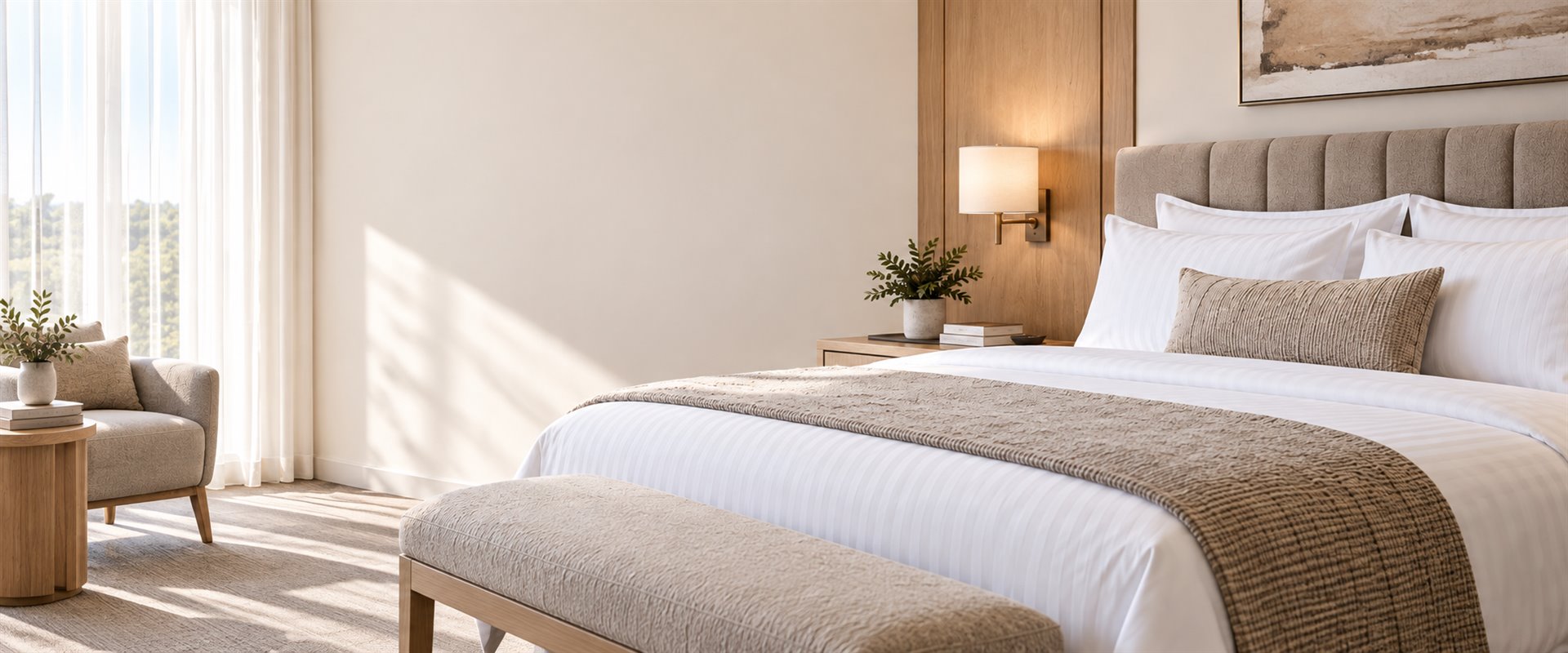 Guest-ready hotel bedroom