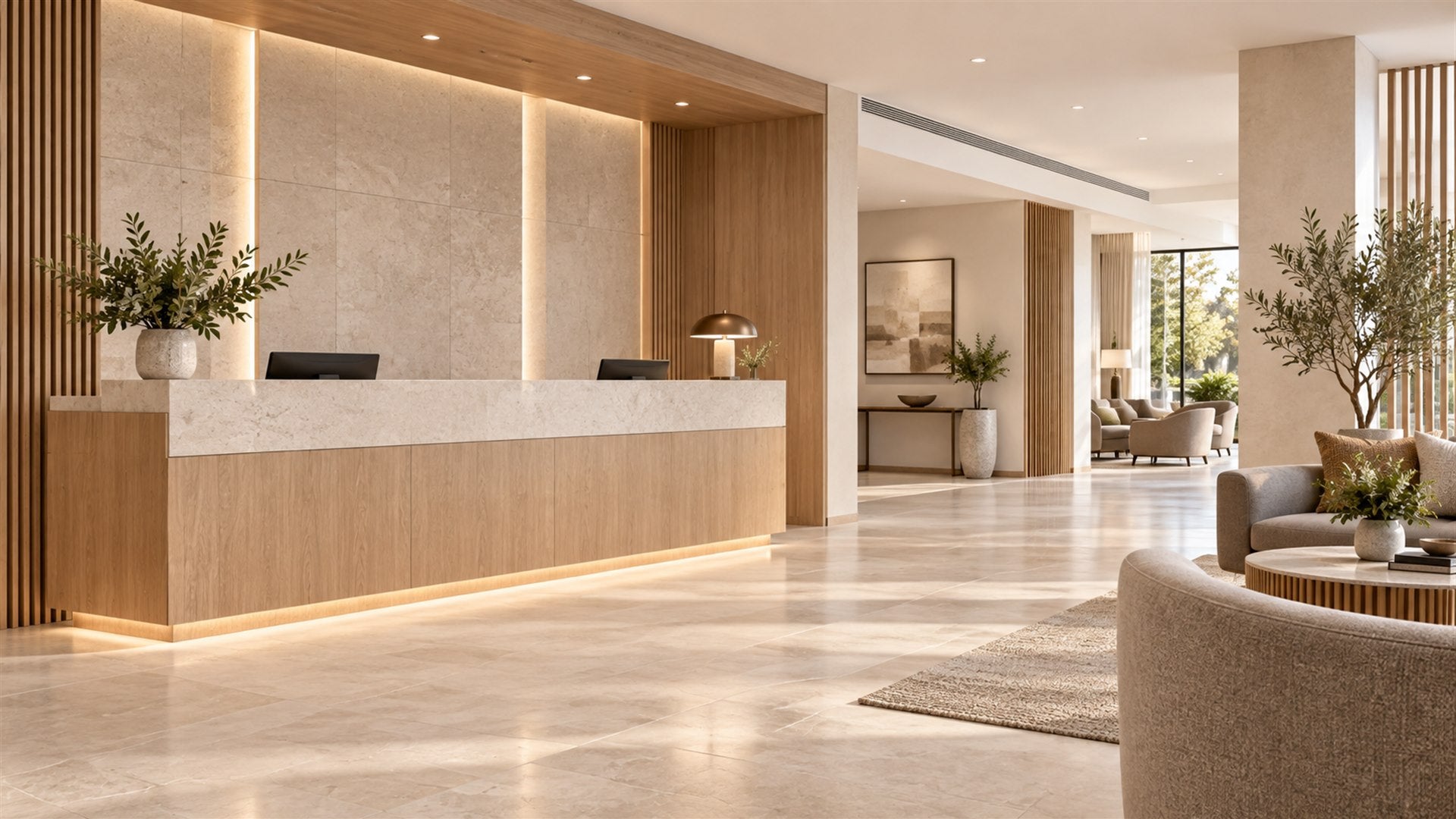 Warm hotel reception