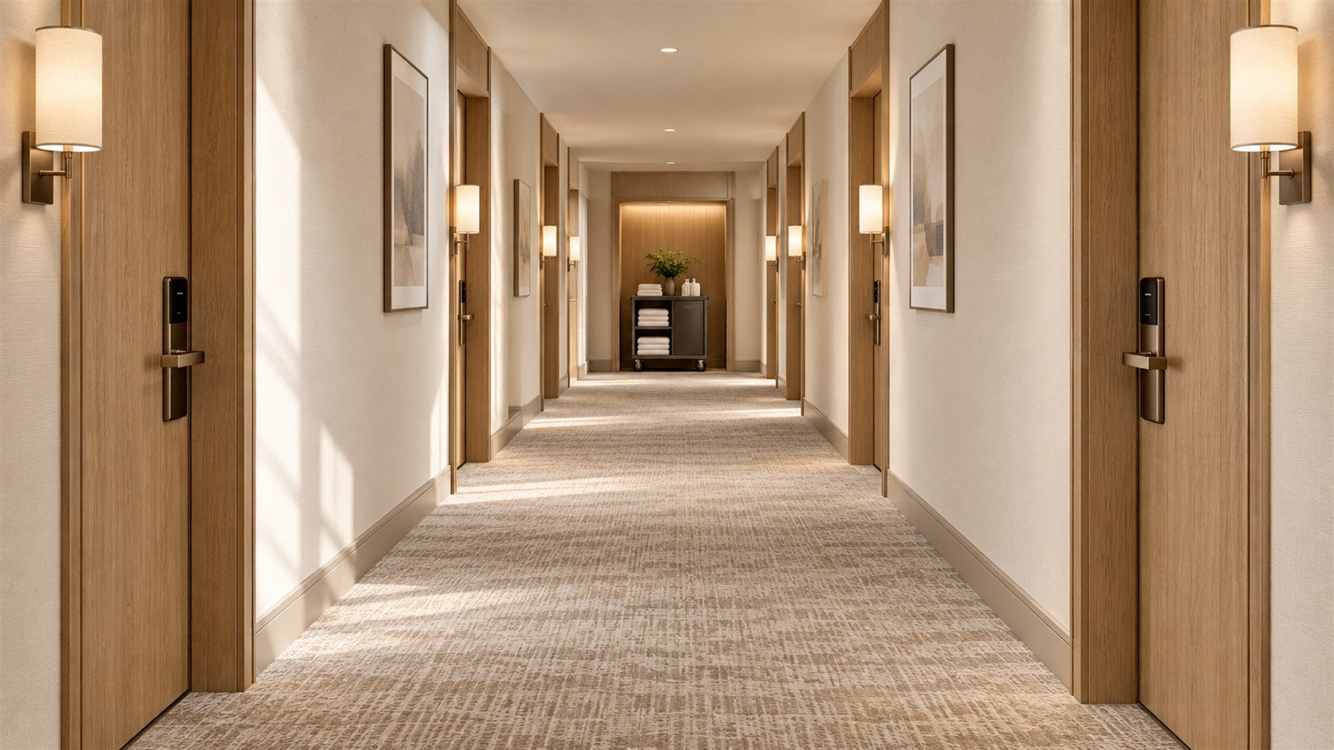 Warm hotel corridor